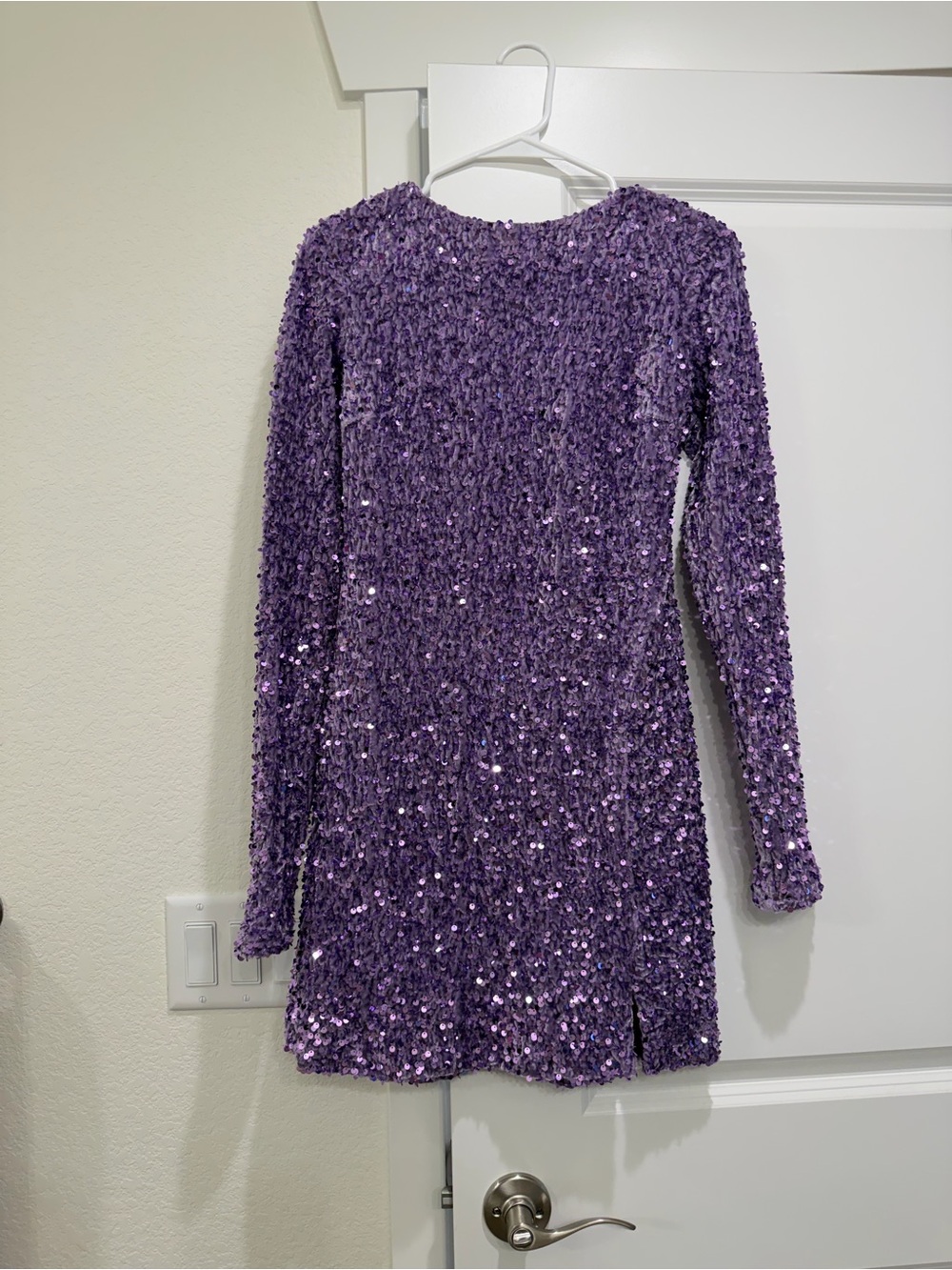 NWT Purple Sequin Long-Sleeve Party Dress